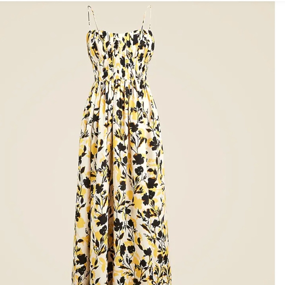 J. Crew Yellow and Black Floral Maxi Dress